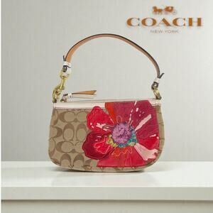 COACH Signature Poppy Flower Floral Demi Small Bag Clutch J05Q-6264 Limitd Editn